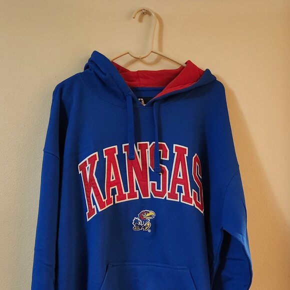 Kansas Jayhawks Hoodie Sweatshirt XL J. America Sewn Stitched Embroidered Logo - Picture 1 of 8